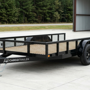 7×12 Tandem Axle Utility Trailer – Wood Deck Black – CARGOTRAILER