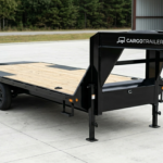 8.5×25 Gooseneck Flatbed Equipment Trailer – Tandem Dual Axle Black – CARGOTRAILER