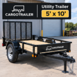 Cargotrailer 5′ x 10′ Utility Trailer – Single Axle, Wood Deck, Mesh Ramp Gate