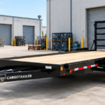 Cargotrailer 6′ x 10′ Flatbed Trailer – Tandem Axle, Wood Deck, Bi-Fold Mesh Ramp Gate