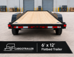 Cargotrailer 6′ x 12′ Flatbed Trailer – Tandem Axle, Wood Deck, Drive-Over Fenders - Image 3