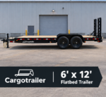 Cargotrailer 6′ x 12′ Flatbed Trailer – Tandem Axle, Wood Deck, Stand-Up Ramps - Image 3