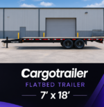 Cargotrailer 7′ x 18′ Flatbed Trailer – Tandem Axle, Deckover, Wood Deck - Image 3