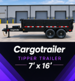 Cargotrailer 7′ x 16′ Tipper Trailer – Tandem Axle, Hydraulic Dump, Tarp Kit - Image 3