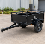 Cargotrailer 4′ x 6′ Motorbike Trailer – Single Axle, Steel Box Body, Top Rail