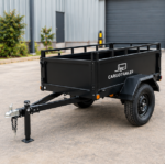 Cargotrailer 4′ x 8′ Motorbike Trailer – Single Axle, Steel Box Body, Top Rail