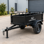 Cargotrailer 4′ x 8′ Motorbike Trailer – Single Axle, Steel Box Body, Top Rail