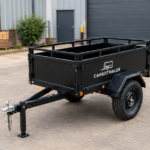 Cargotrailer 6′ x 10′ Motorbike Trailer – Single Axle, Steel Box Body, Top Rail