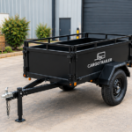 Cargotrailer 7′ x 12′ Motorbike Trailer – Single Axle, Steel Box Body, Top Rail