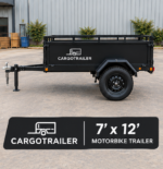 Cargotrailer 7′ x 12′ Motorbike Trailer – Single Axle, Steel Box Body, Top Rail - Image 4