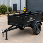 Cargotrailer 7′ x 14′ Motorbike Trailer – Single Axle, Steel Box Body, Top Rail
