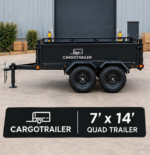 Cargotrailer 7′ x 14′ Quad Trailer – Triple Axle, All-Terrain Tires, Steel Box Body - Image 4
