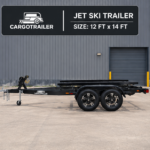 Cargotrailer 12 ft x 14 ft Jet Ski Trailer – Tandem Axle, Carpeted Bunks, Winch Stand - Image 4