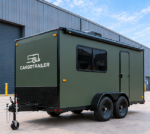 Cargotrailer 8 ft x 16 ft Camping Trailer – Tandem Axle, Full Kitchen, Rear Bed